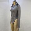 Women's Drawstring Ruffle Irregular Slim Hooded Top