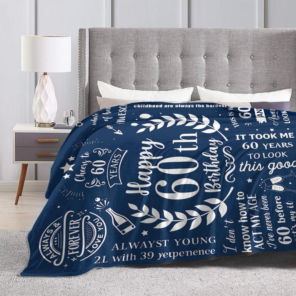 Turning 60 Year Present For Man's 60th Birthday Blanket Adults  Flannel Throw Blanket For Bedroom Warm Comfy Quality Bedspread