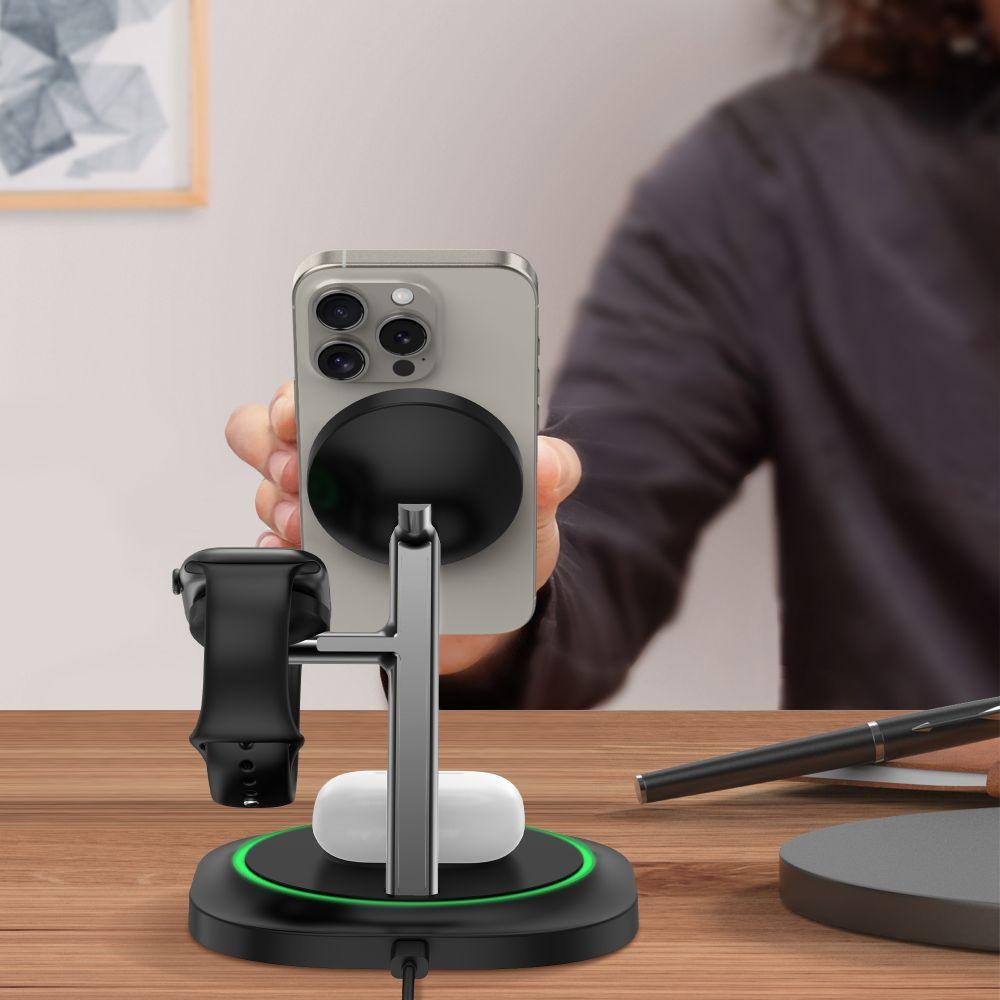 Tech-Protect Qi15W-A46 3In1 Magnetic Magsafe Wireless Charger Black