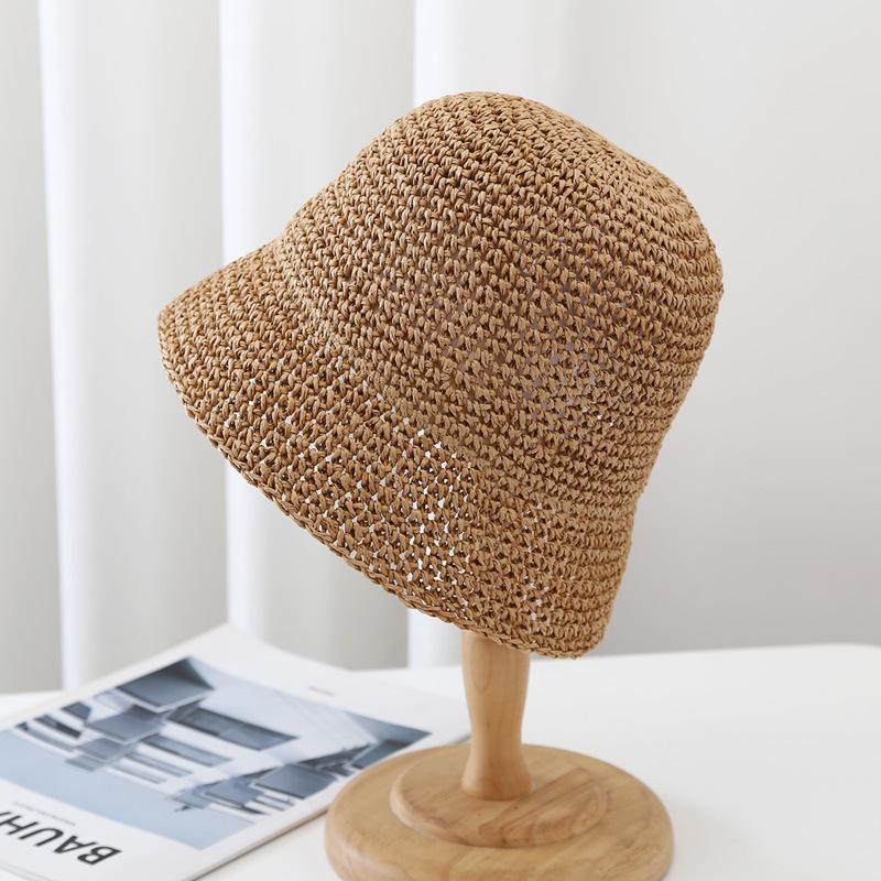

New big-brimmed straw hat women s summer sunscreen sun hat beach sun hat seaside folding travel M（56-58cm）