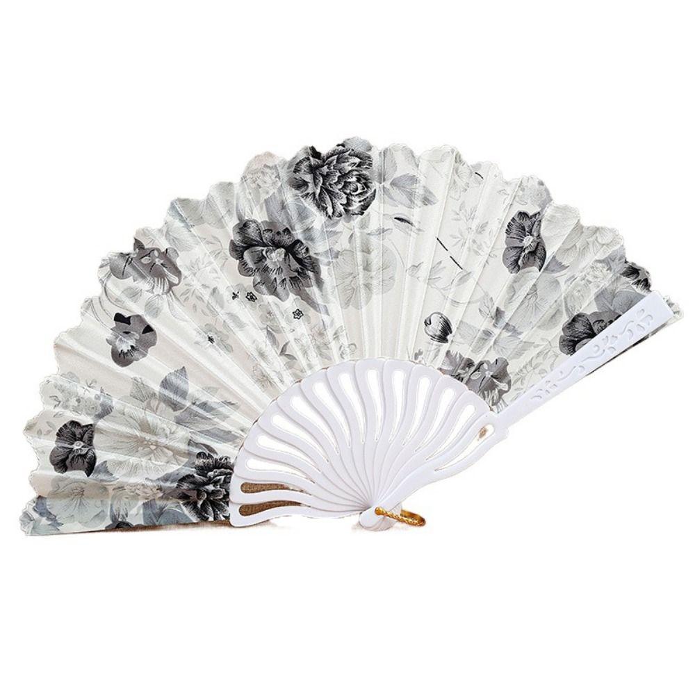 Chinese Style Hand Held Flower Fan Flower Pattern Chinese Dance Fan Bamboo Folding Fan  Party