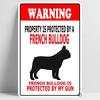 Warning Beware of French Bulldog Funny Metal Sign Decoration TIN SIGN 12'' X 8'' Sign