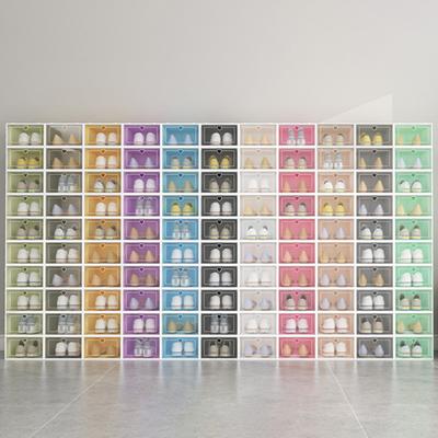 Boîte à chaussures avec anneau de traction en forme de cœur, assemblage facile, Type tiroir en plastique, étui à chaussures, rangement à domicile, 2 pièces