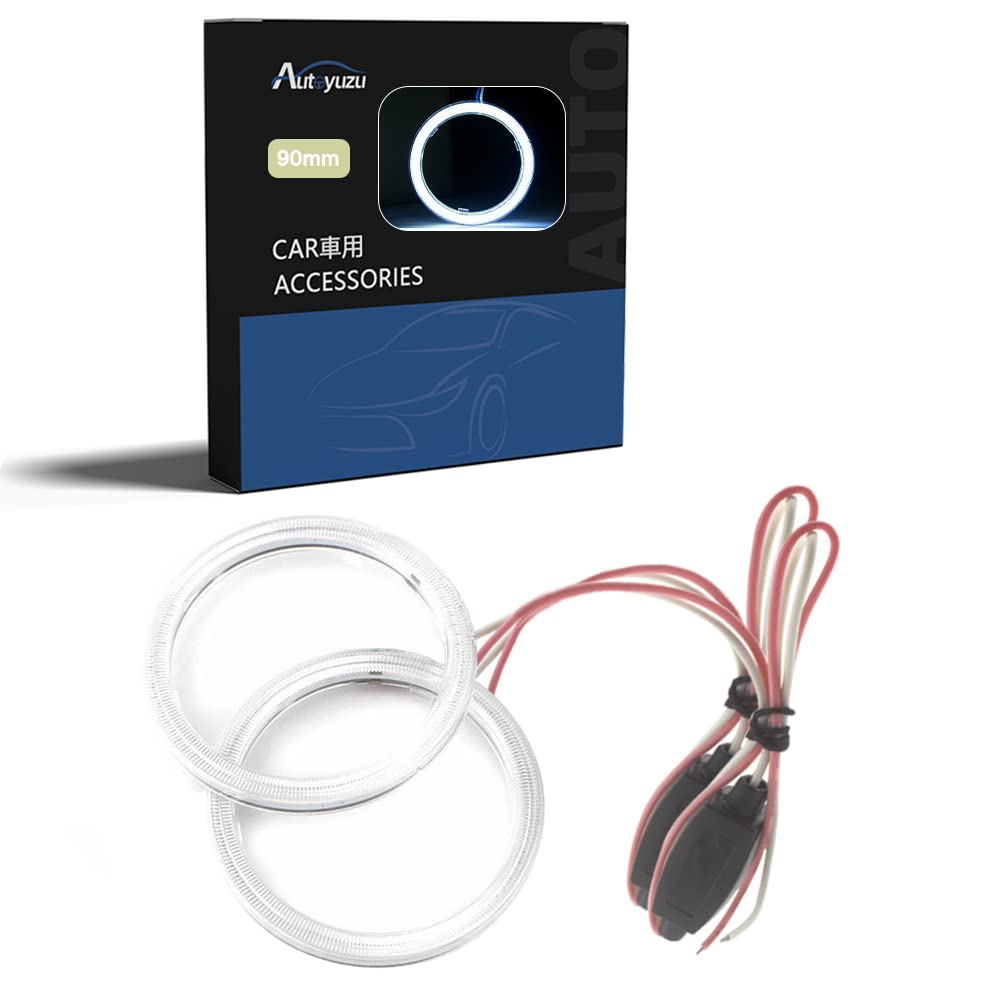 AUTOYUZU COB Squid Ring, LED Car Daylight, Fog Lamp, Headlamp, Cover Included, Ballast, Non-Polarized,