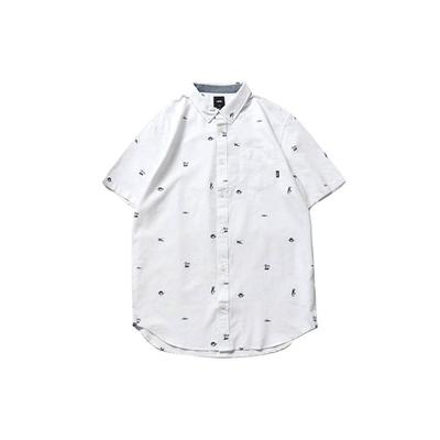 Beach Allover Print Sports Casual Breathable Short Sleeve Shirt Men Shirts White VN0000MYYQJ
