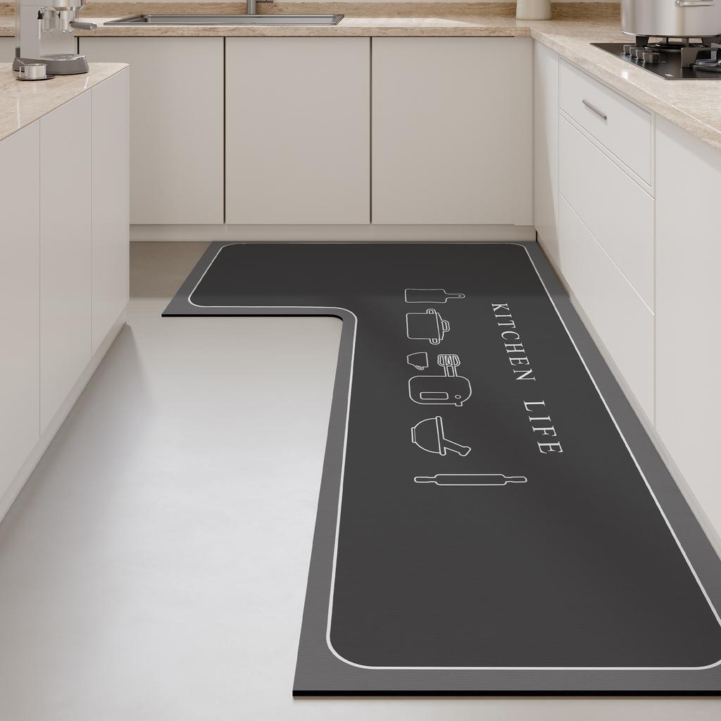 Premium Kitchen Floor Mat L-shaped Dirt-resistant Anti-slip Mat Diatom Mud Easy To Clean Foot Mat Household Quick-drying Water-absorbing Floor Mat
