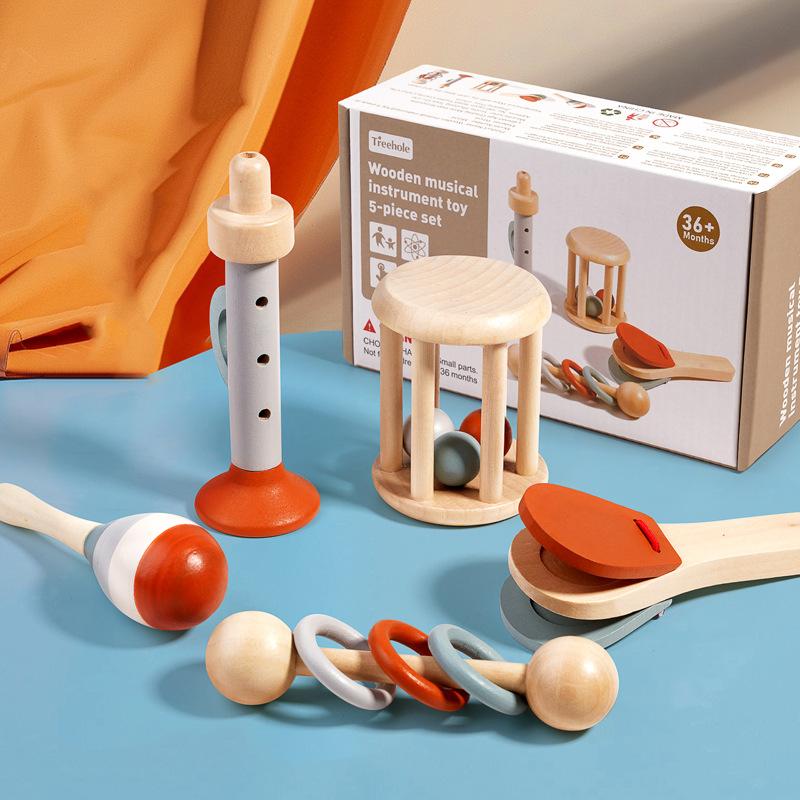 5Pcs Baby Musical Instruments Sensory Rattle Toys Early Educational Baby Musical Toys Montessori Toys Birthday Gifts for Kids