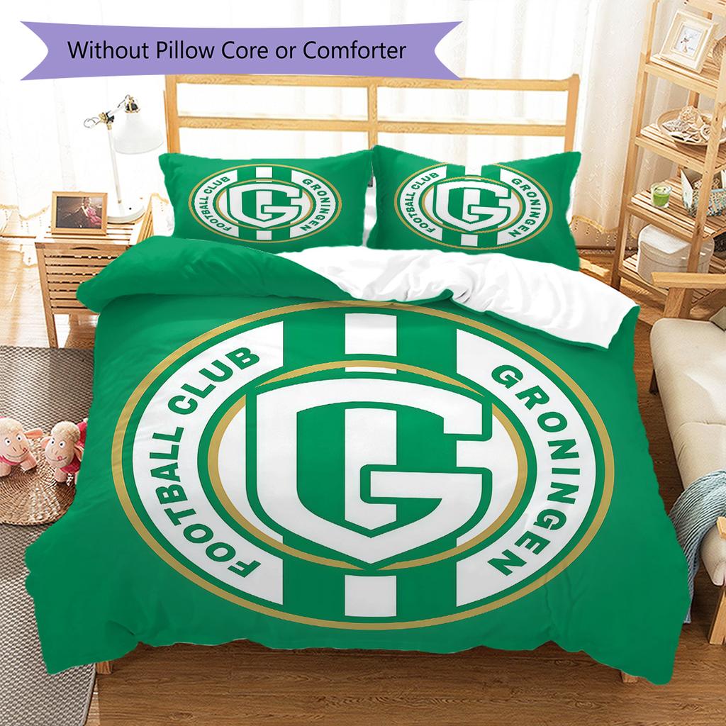 FC Groningen Pattern Bedding Quilt Set Quilt Cover Pillowcase Home Decoration Birthday Gift (1 * Duvet Cover + 2 * Pillowcase, Without Core)