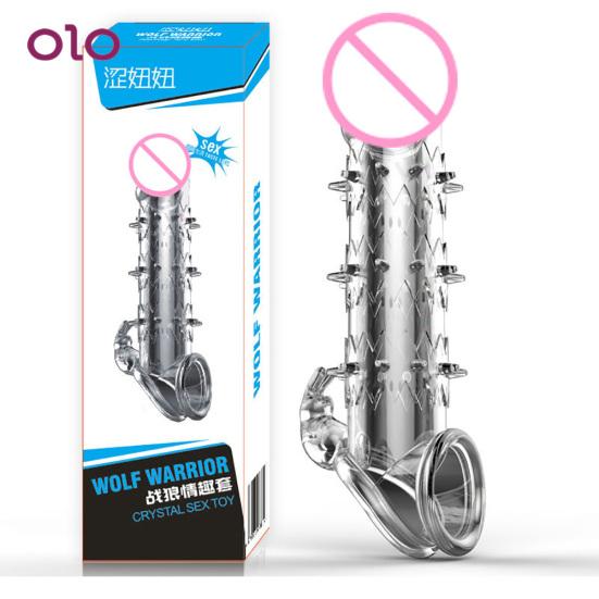 Funny HS G Point Reusable Ribbed Stimulation Condom Sleeve Penis Delay Men Time Sex Toys