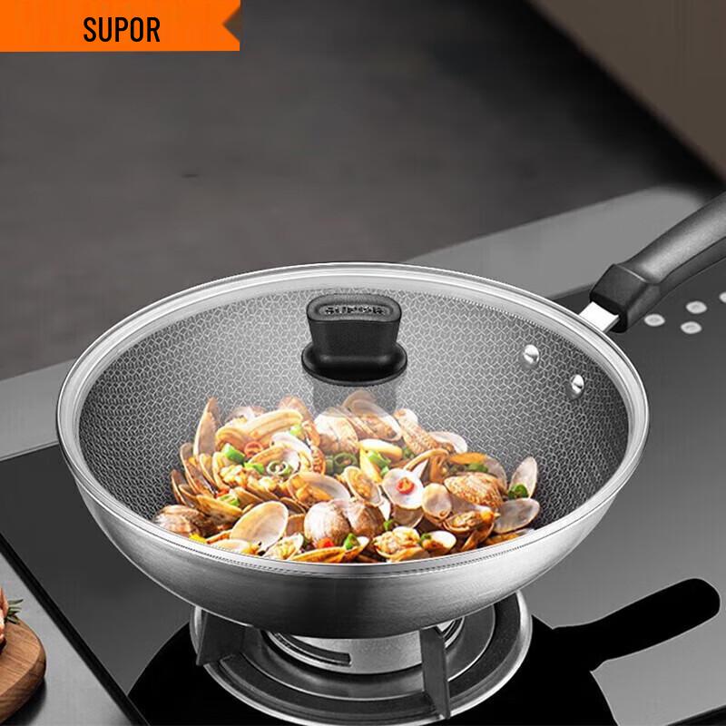 SUPOR X Crystal Shield 304 Stainless Steel Wok, 32cm
