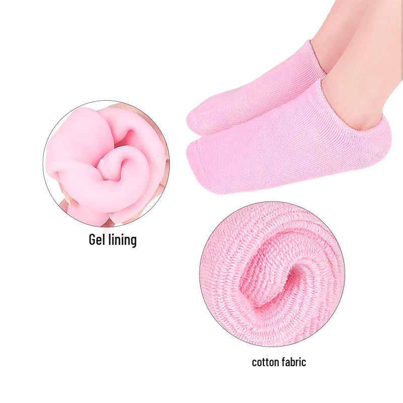 Silicone Gel Cotton Yarn Foot Whitening Socks with Adhesive Grip Strips