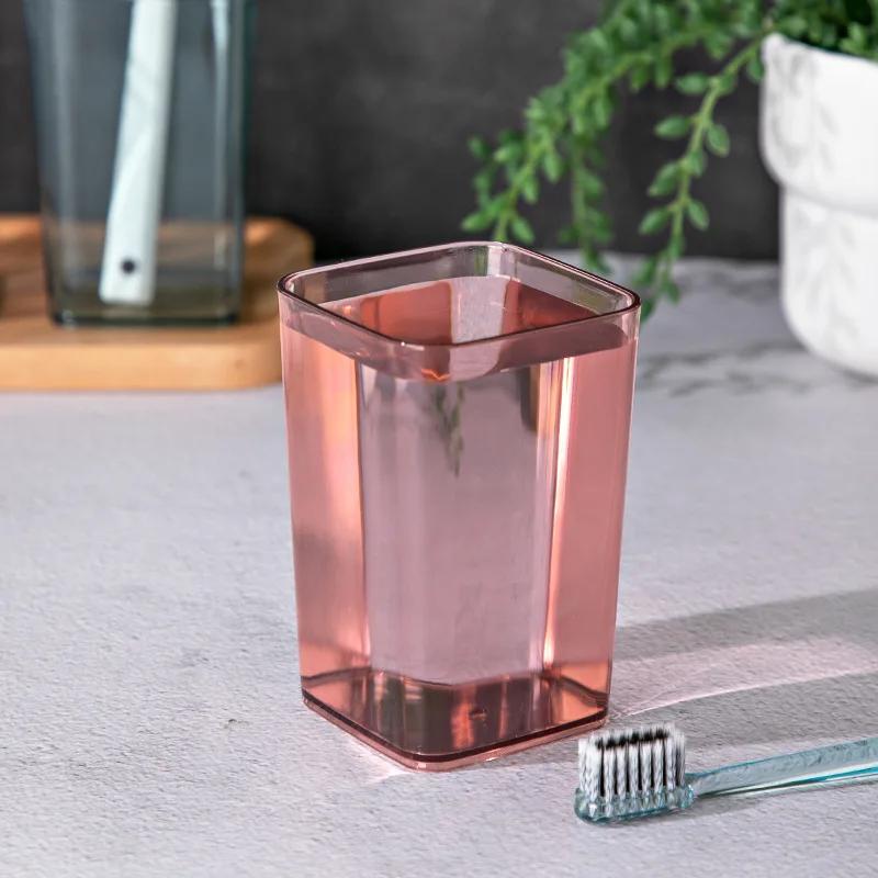 Bathroom Mouthwash Cup Transparent Square Thickened Plastic Toothbrush Travel Wash Accessories