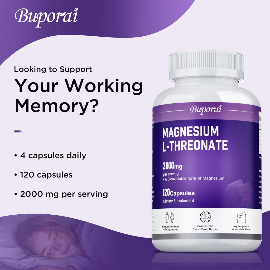 Buporui High-Absorption Magnesium Dietary Supplement, L-Threonine Magnesium, Supporting Daily Well-being and Cognitive Nutrition