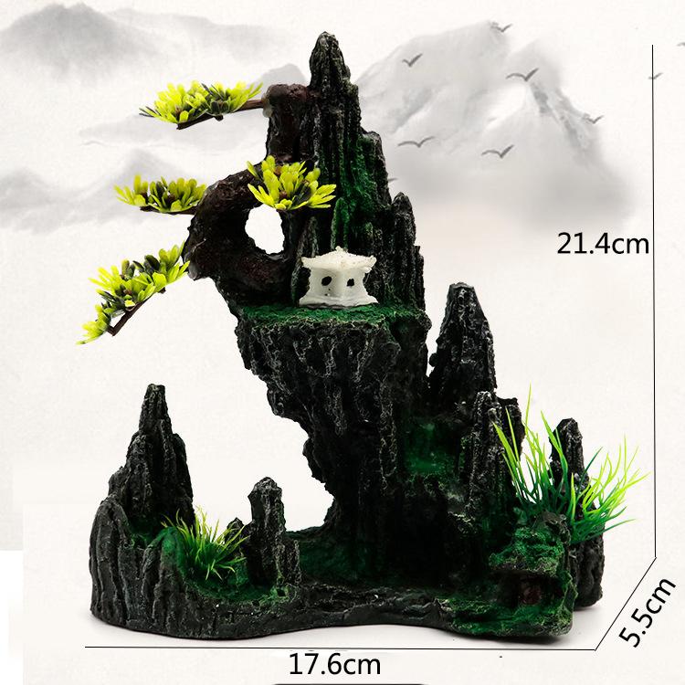 

Simulated Aquarium Rockery Mountain Decoration Artificial View Rock Cave Stone Tree Fish Tank Ornament Pet Supplies Home Decor