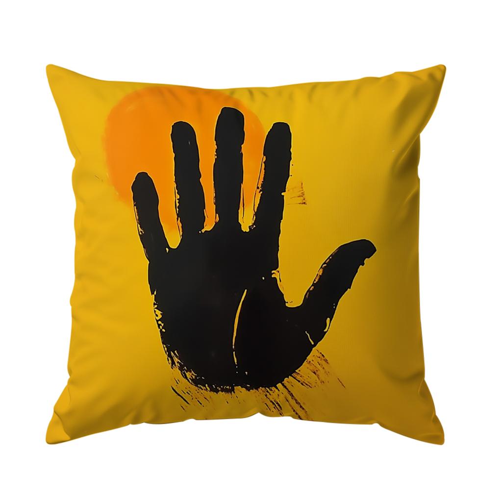 Black Handprint Cushion Pillowcase Printed Polyester 45x45cm Throw Pillowcover Decorative Sofa Cushion Pillowslip Home Decor
