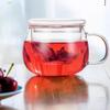 Floral Tea Cup with Handle Glass Office Lemonade Tea Cup Heat Resistant Filter Tea Cup with Lid Rose Flower Scented Tea Cup