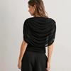 European Style Women's Solid Sleeveless Scarf Collar Top