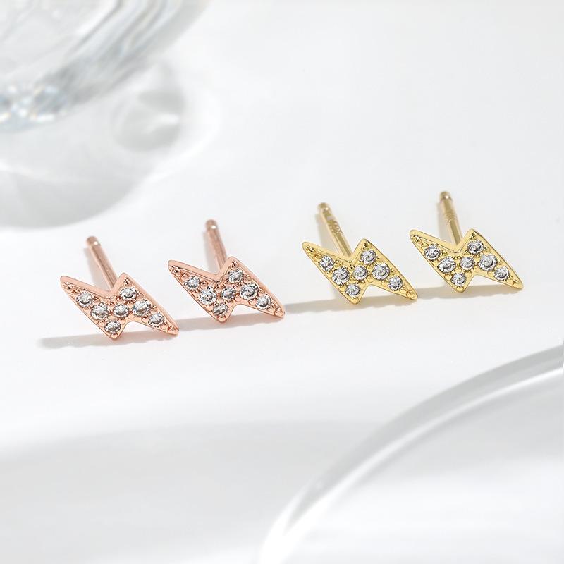 Antiallergische Mini-Ohrringe Hip-Hop Kleine Minimalistische Zirkon Blitz Stecker