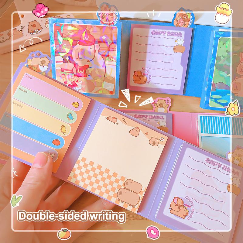 Cartoon Capybara Sticky Notes Set Kawaii Sticky Notes Office School Planner Simple Cute Note Pad Student Stationery Gifts