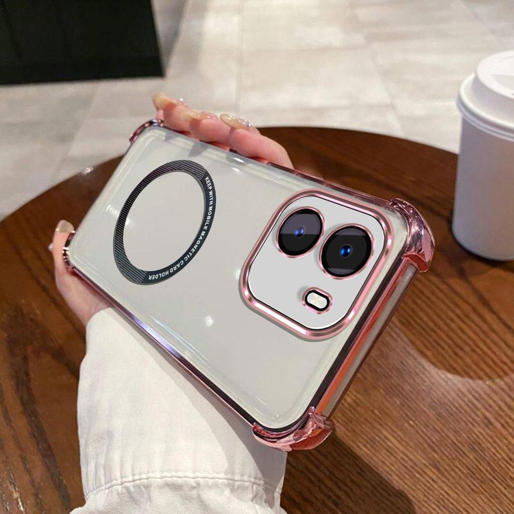 Case for OPPO A6t Pro,A6 4G5G Clear Magnetic Casing Electroplated Lens Frame Phone Cover