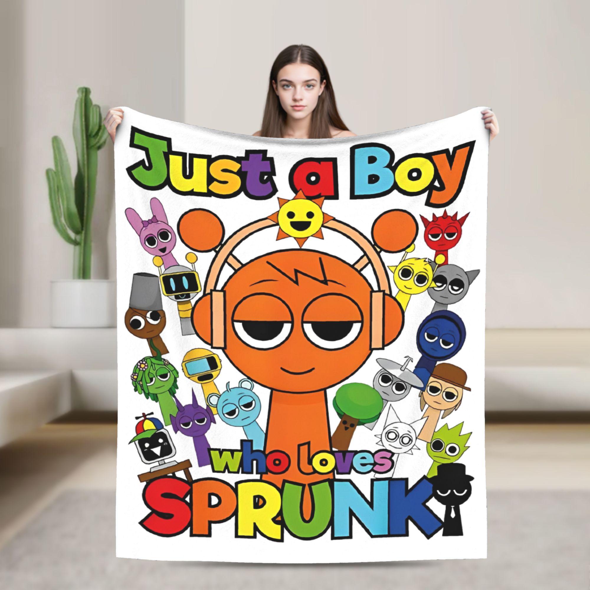 Annier Unisex Sprunki Fuzzy Blanket Sprunki Boys Oren Just A Boy Who Loves Sprunki Throw Blankets For Bed Sofa Couch Rug Piece