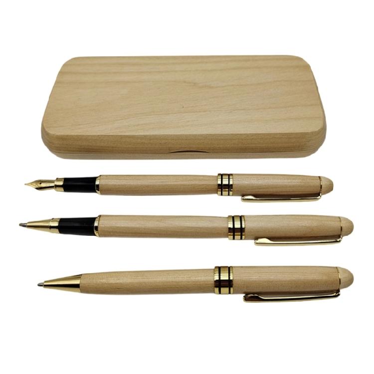 Wood Pen Gifting Pen Box Set Wood Ballpoint Pen Wood Piston Filled Fountain Pen with Metal Tip For Students Adult