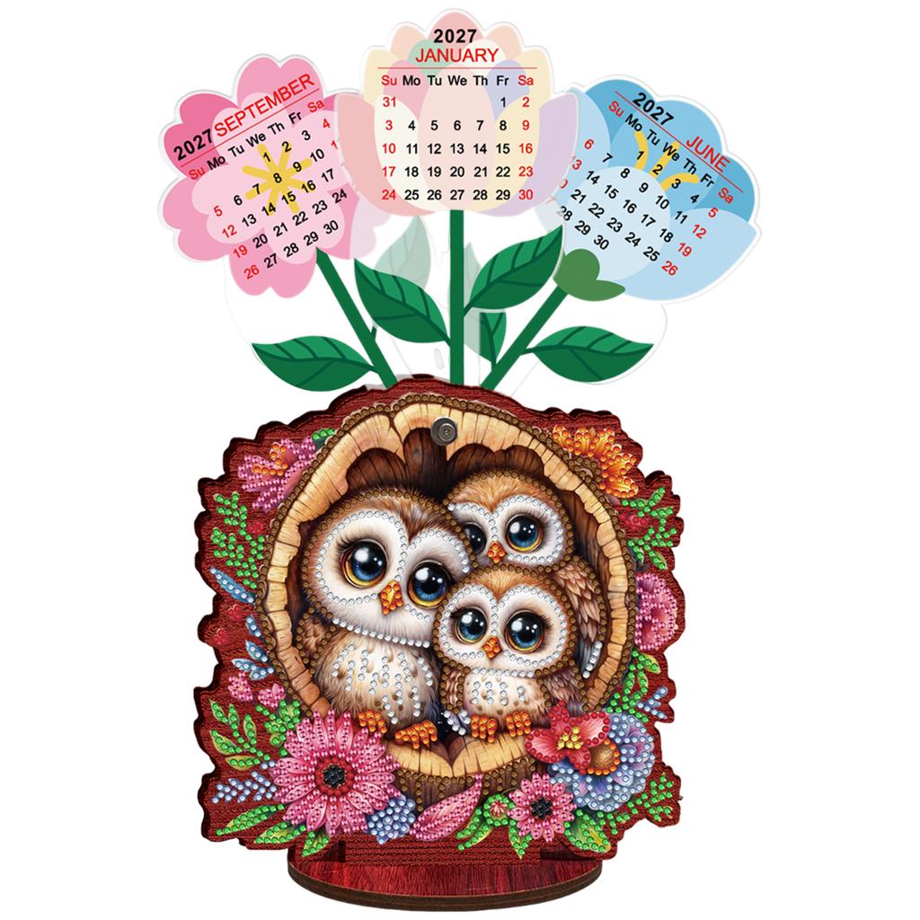 2026 Kalender Diamantmalerei Kalender Set Holz Diamantmalerei Set DIY Diamantkunst Schreibtischkalender Weihnachtsgeschenk