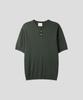 Ssei Standard Cable Henley Neck Short Sleeve Knit Khaki
