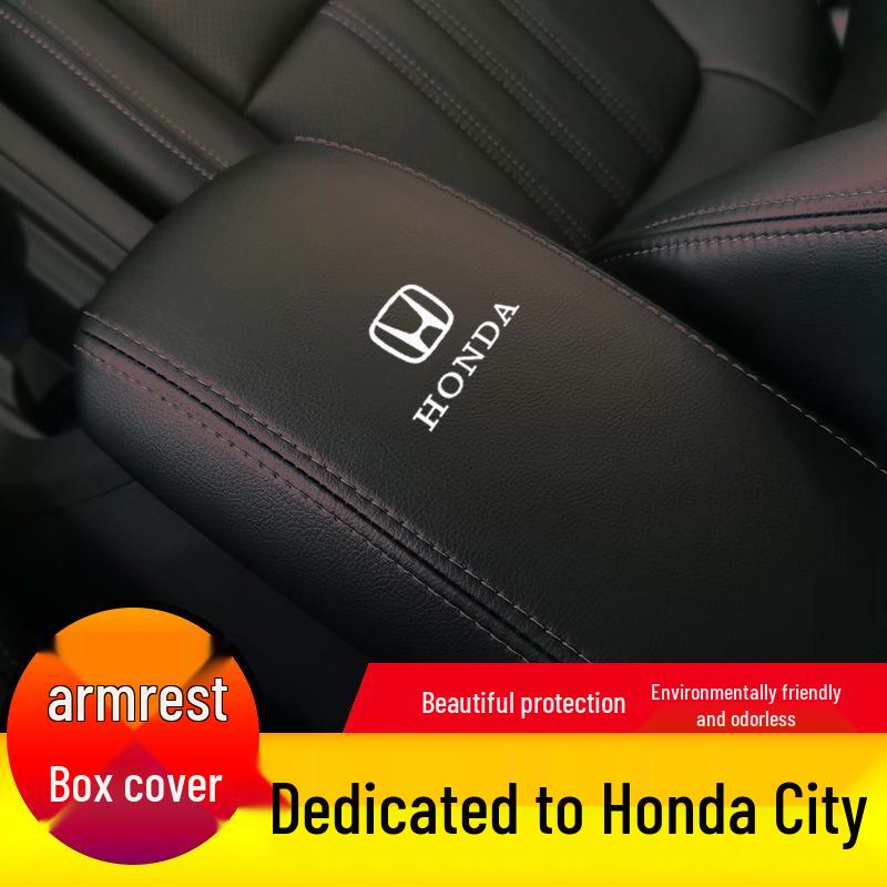 08-18 Honda City Full Coverage Armrest Box Leather Protective Cover Pad