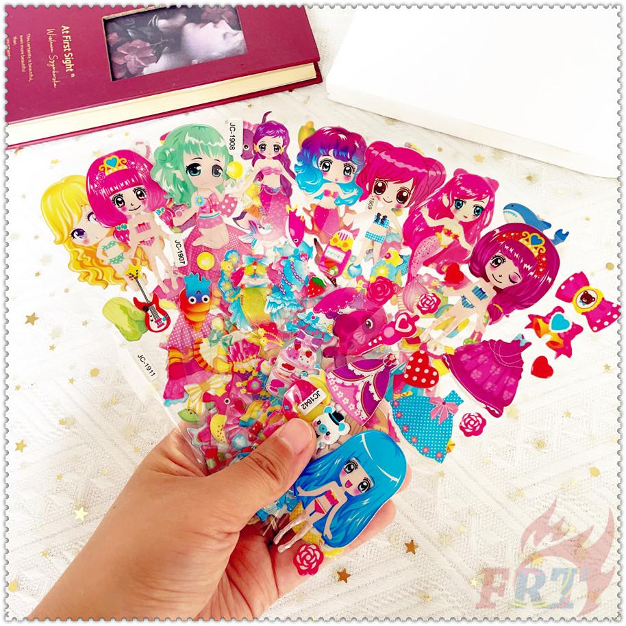 8Sheets/set Cartoon Dress Up Girls Rewards Sticker Puffy Bubble Toys Stickers