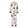Family Matching Christmas Print Pajama Set Long Sleeve Neck Top and Pants for Parents and Kids