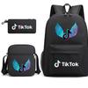 3 Piece School Backpack Set for Students Large Capacity Oxford Cloth Schoolbag with Shoulder Strap and Pencil Case