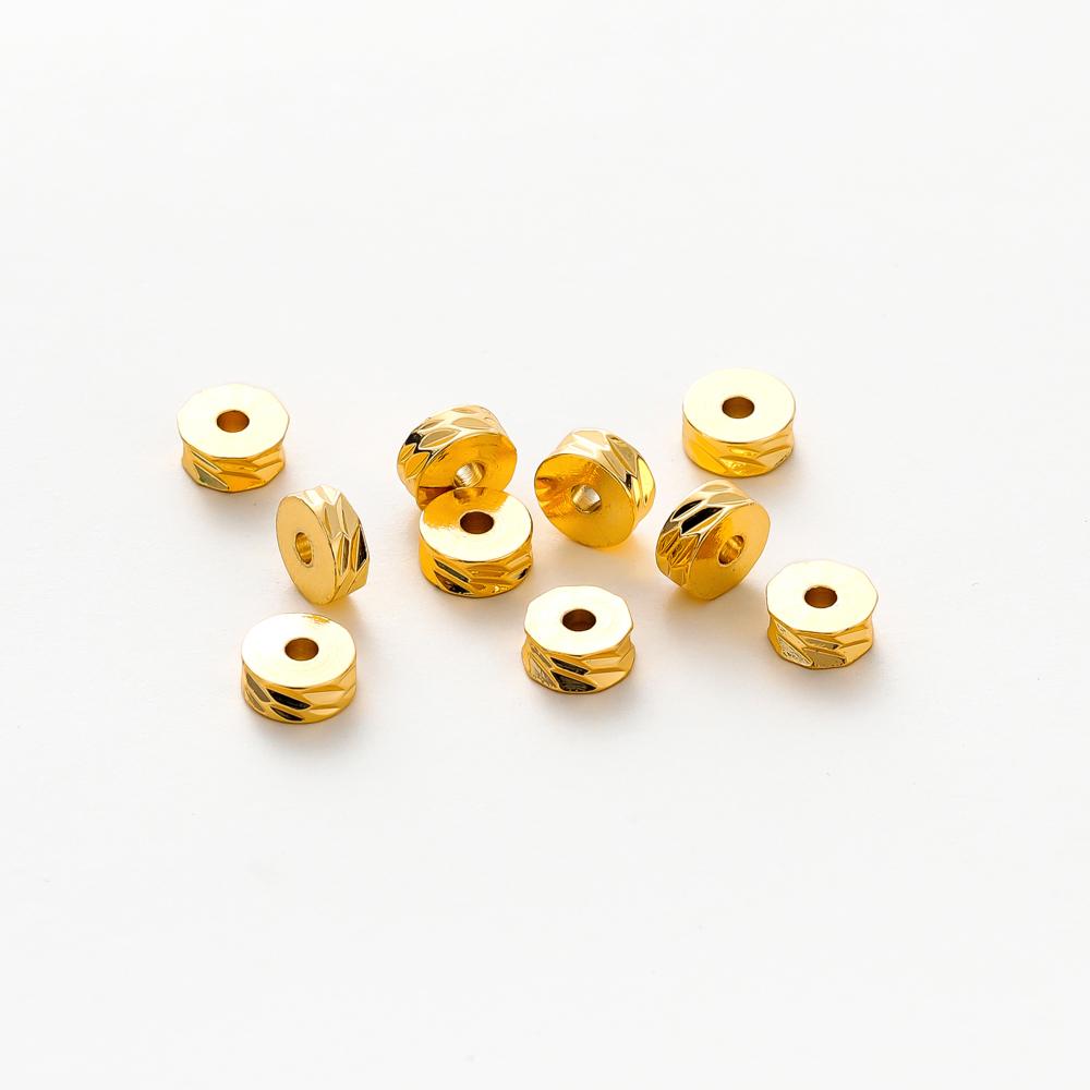 50Pcslot 4Mm 5Mm 6Mm 14K 18K Gold Brass Plating Flat Round Spacer Beads Round Diagonal-Cut Beads Diy Jewellery Making Supplies