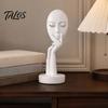 Talos Abstract Contemplative Face Resin Sculpture, Minimalist Hand-on-Chin Bust Statue for Desk Living Room Office, Creative Art Decor Entryway