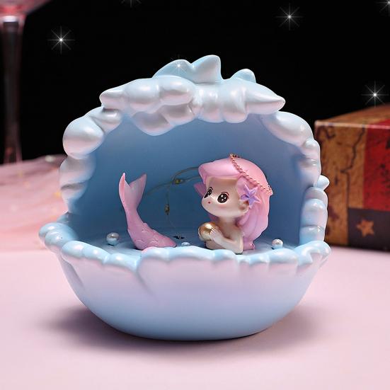 

Светодиодная лампа на батарейках, мягкое освещение, энергосберегающая защита глаз, компактная декоративная, очаровательная, светодиодная ночная лампа в виде русалки, настольный декор, поделки из смолы розовый