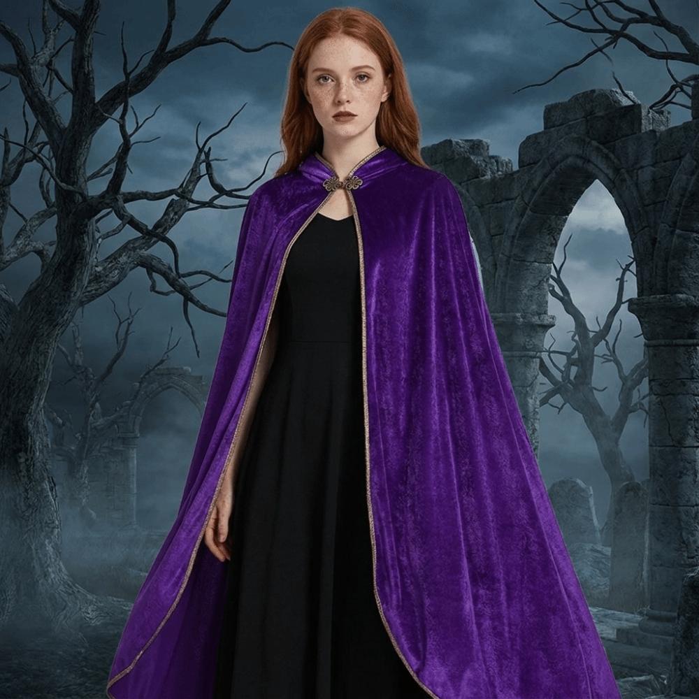 Solid Color Halloween Cloak Washable Durable Velvet Cape Gothic Costume Cape Carnival Festival
