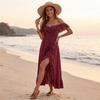 Women's Fashionable Sexy Ruffle Edge French One Shoulder Temperament Vacation Loose Dress