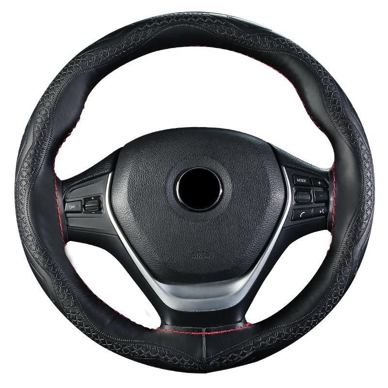 Car Steering Wheel Covers Braid DIY 38cm Soft Genuine Leather Car Covers Car With Needle And Thread Auto Interior Accessories