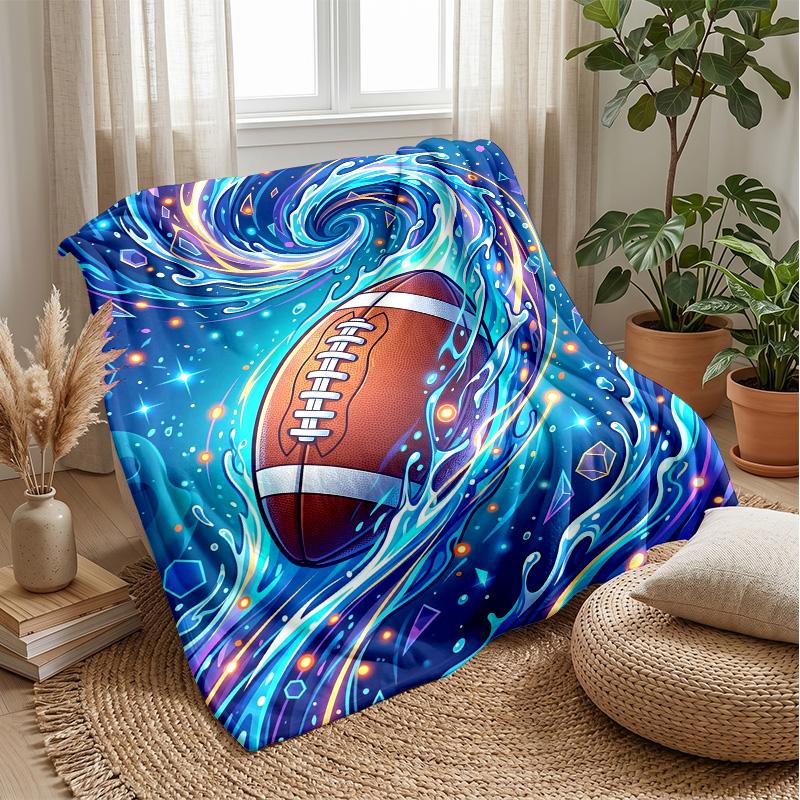 

American Football and Lightning blanket Personalized Name Flannel Blanket Soft Cozy Plush Throw for Sofa Bed Lightweight Home Decor 75x90cm
