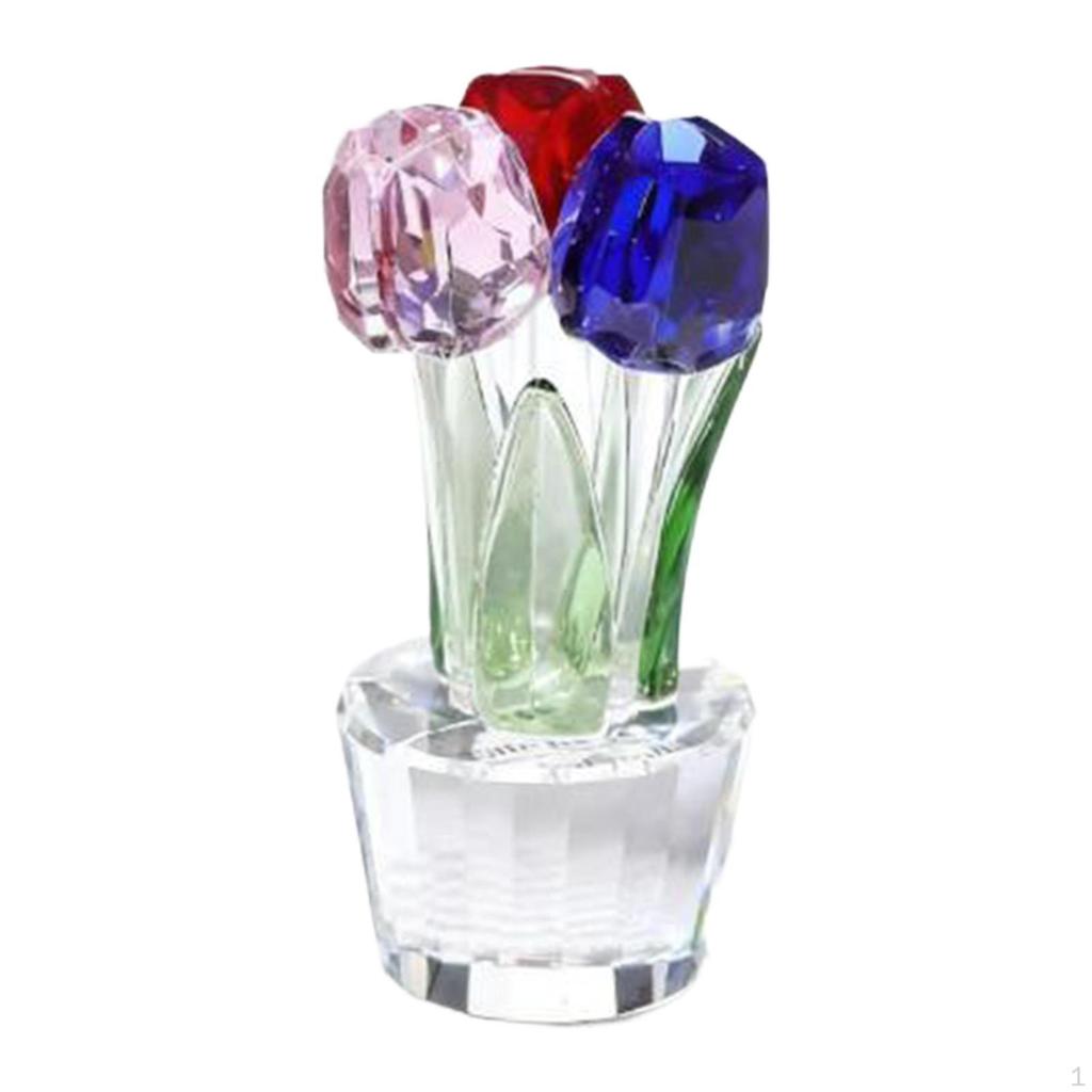Crystal Craft Ornament Simple Style Desktop Living Room Decoration Flower Gifts