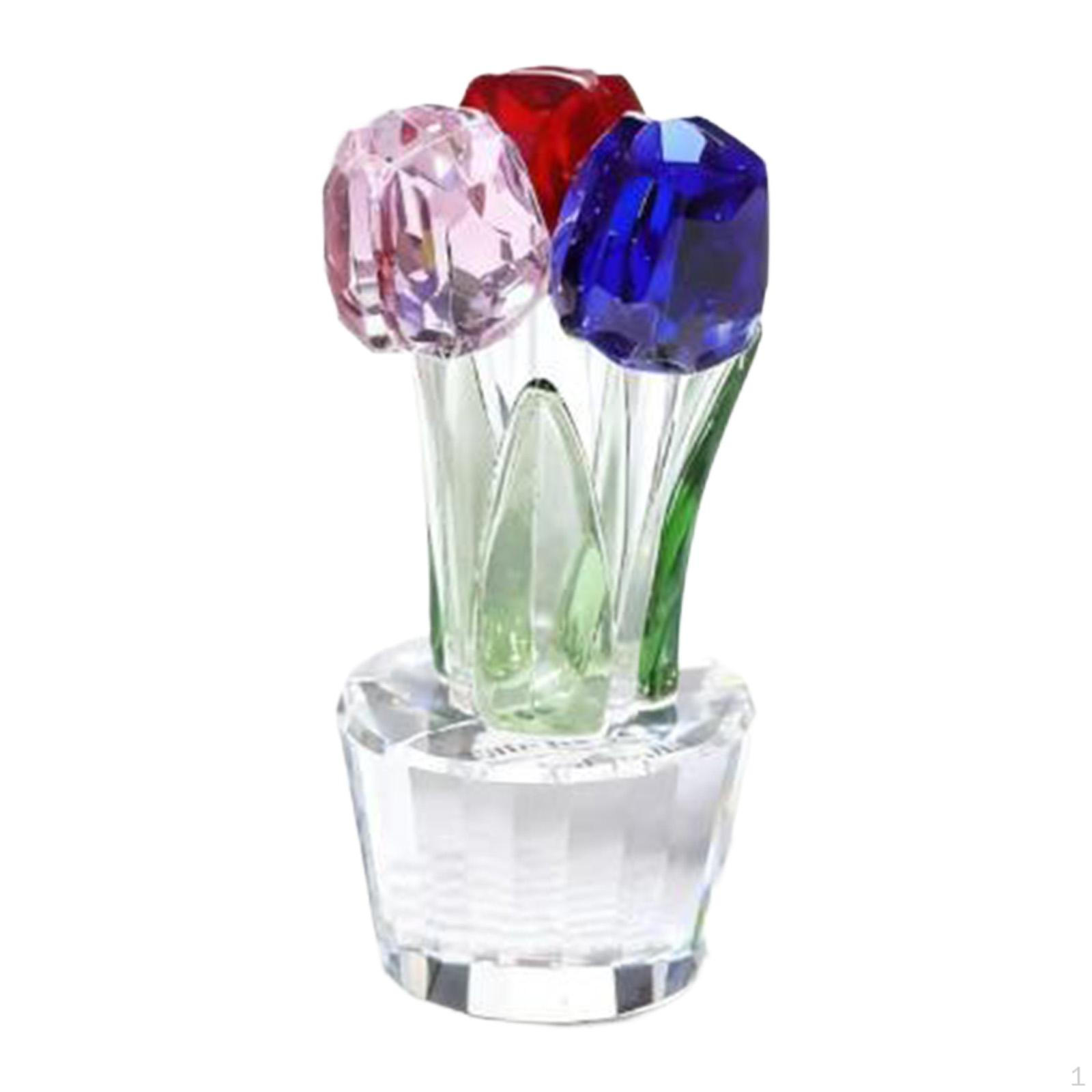 

Crystal Craft Ornament Simple Style Desktop Living Room Decoration Flower Gifts Red Pink Blue