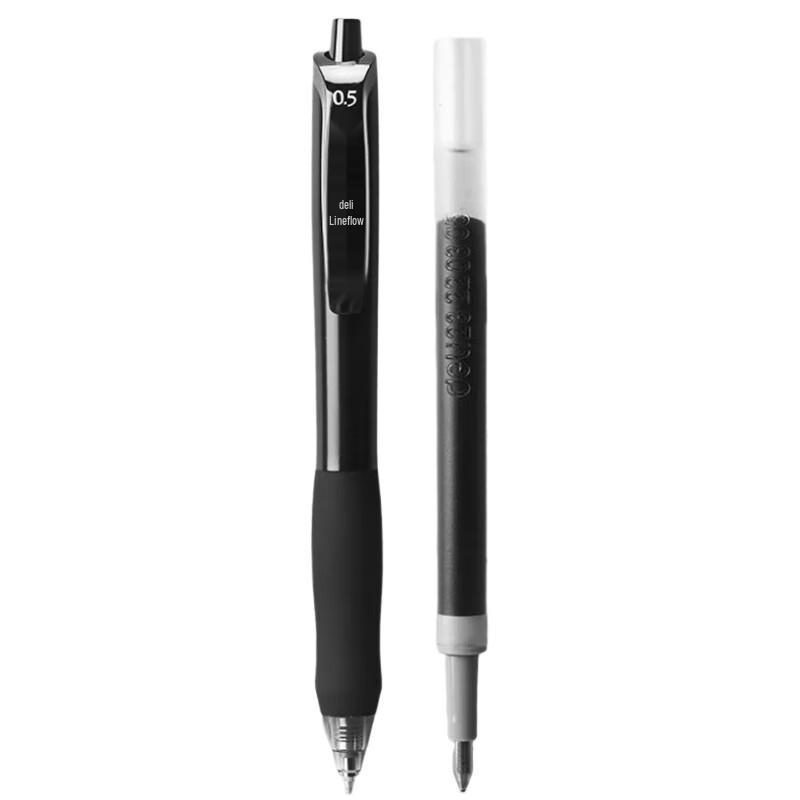 Deli S60-6 Ret retractable Gel Pen 0.5mm, Black (6-Pack)