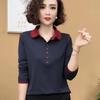 Chemise Polo à Manches Longues pour Femme - Printemps/Automne Base Polyvalente Réduisant l'Âge