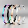 6mm Wide Stainless Steel Women's C-Shaped Open Bangle - Titanium, No Fade, European & American Trendy Jewelry.