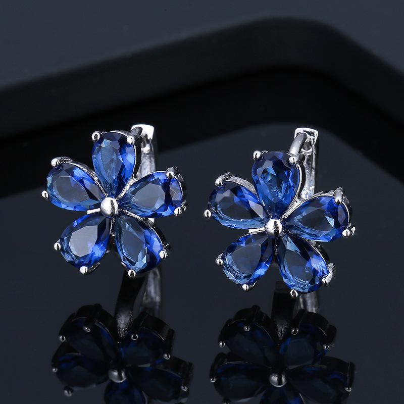 Elegant Seven-Color Butterfly Rhinestone Stud Earrings with Floral Design