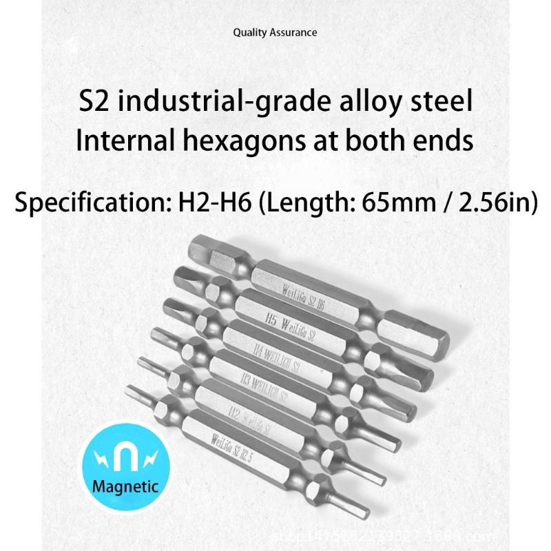 6pcs Double Headed Magnetic Hex Driver Bits Alloy Steel Magnetic Hex Bits For Long Lasting Performances And Efficiency