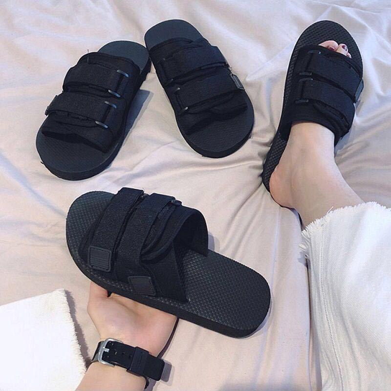 Summer Fashion Cool Slippers Men's Korean Version Trendy Women's One-word Drag Couple Student Non-slip Beach Shoes