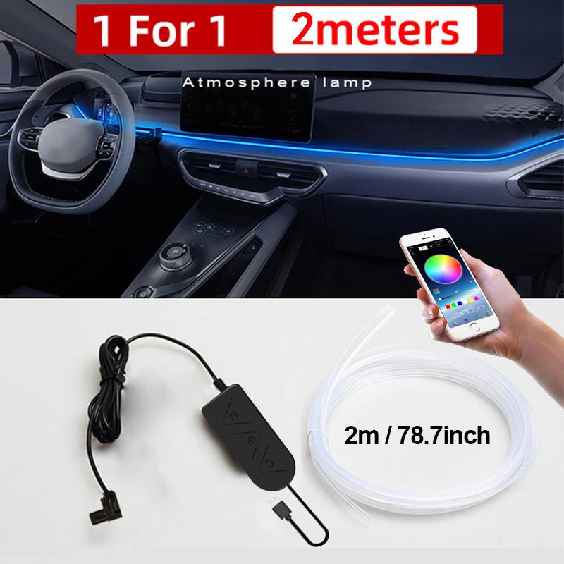 BLALION 2M/3M/4M/6M Car Interior Lighting LED Strip Decoration EL Wiring Neon Auto Flexible Ambient Light Party Atmosphere Diode 1 LED 2meters APP