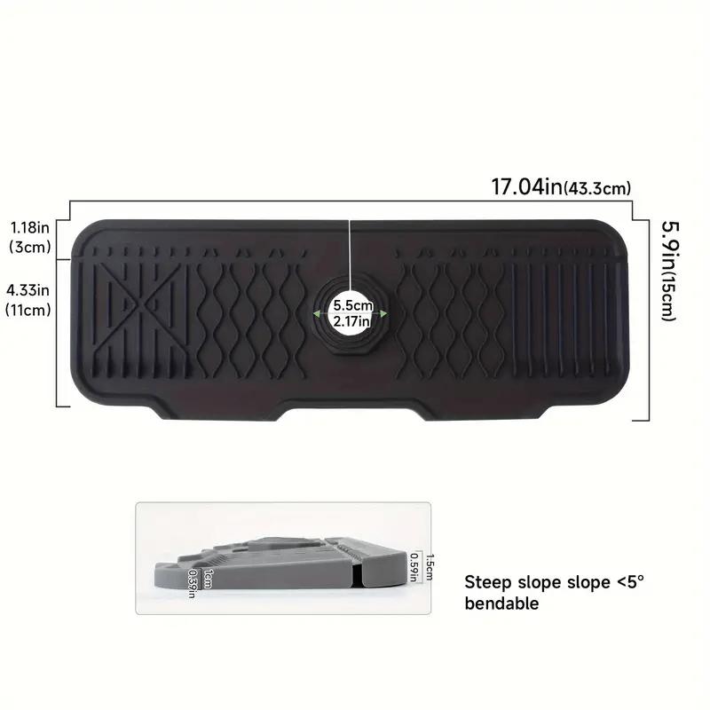 

Silicone Sink Splash Guard Mat with 5° Slope - Anti-Slip Faucet Handle Drip Catcher Tray - Sink Protector for Kitchen, Bathroom, Farmhouse, RV чёрный