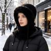 Cross-border Big Head Circumference One-piece Hat Women's Autumn and Winter Velvet Thickened Face Covering Knitted Hat Scarf Mask Thermal Cover Hat